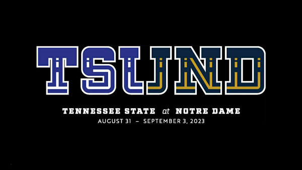 TSUND logo commemorating Notre Dame's first home football game against a Historically Black College or University