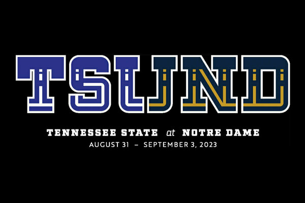 TSUND logo commemorating Notre Dame's first home football game against a Historically Black College or University